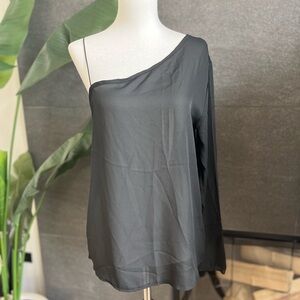 One Shoulder Black Cotton Top Size Medium